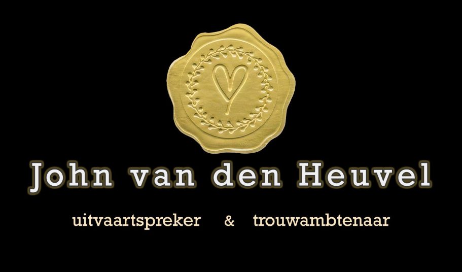 bedrijfslogo voor John van den Heuvel uitvaartspreker een hart van goud logo met gouden hart